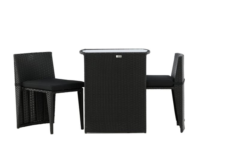 Savanna Cafésett 50 cm + 2 Spisestoler - Svart - Hagemøbler - Hagegruppe - Cafesett