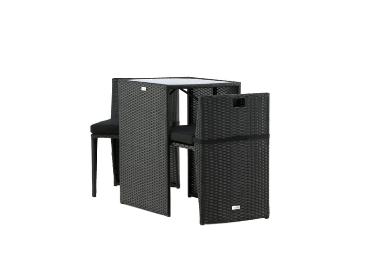 Savanna Cafésett 50 cm + 2 Spisestoler - Svart - Hagemøbler - Hagegruppe - Cafesett