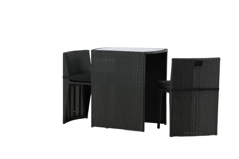 Savanna Cafésett 50 cm + 2 Spisestoler - Svart - Hagemøbler - Hagegruppe - Cafesett