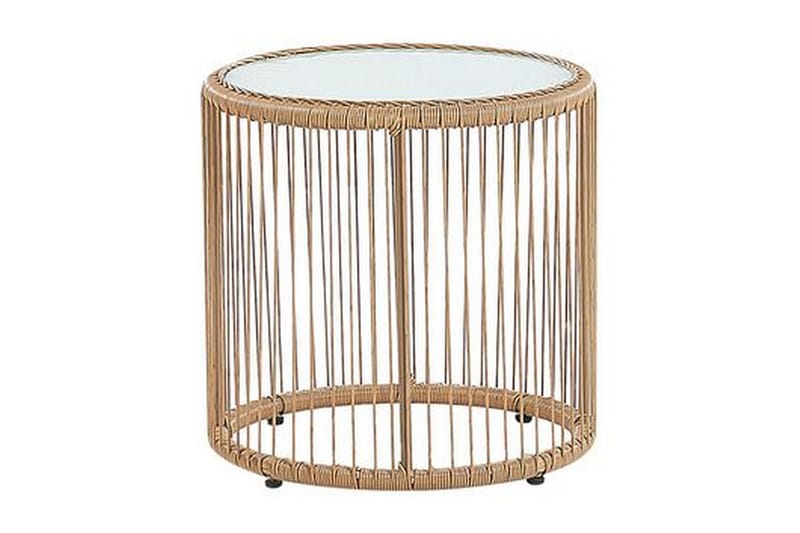 Svanninge Cafésett Rundt 69 cm + 2 Stoler - Brun/Lysegrå/Kunstrotting - Hagemøbler - Hagegruppe - Cafesett