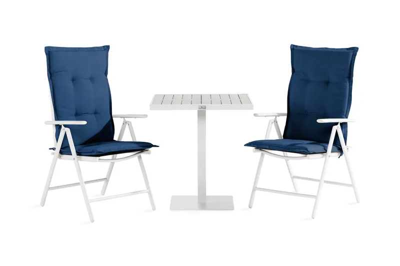 Tunis Cafésett 70x70+2 Maggie Posisjonsstol +Pute, Hvit/Grå/Blå