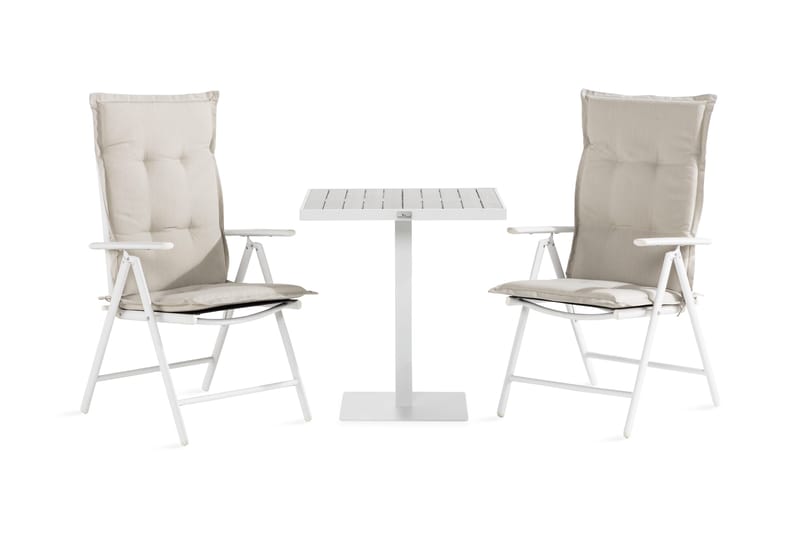 Tunis Cafésett 70x70+2 Maggie Posisjonsstol +Pute, Hvit/Grå/Offwhite