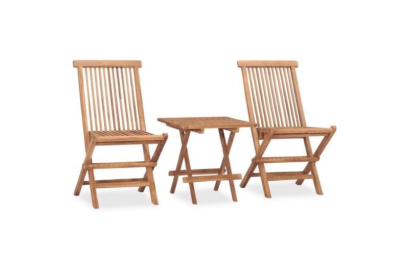 Utendørs spisestue sammenleggbar 3 deler heltre teak - Brun - Hagemøbler - Hagegruppe - Cafesett