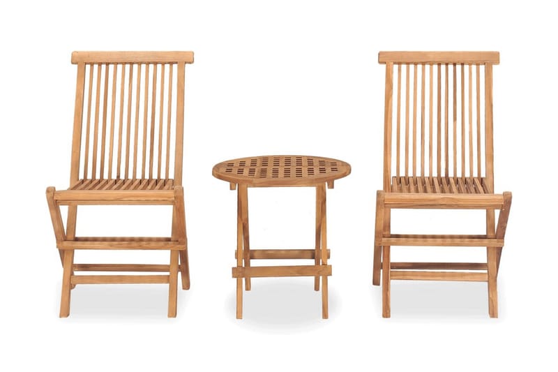 Utendørs spisestue sammenleggbar 3 deler heltre teak - Brun - Hagemøbler - Hagegruppe - Cafesett