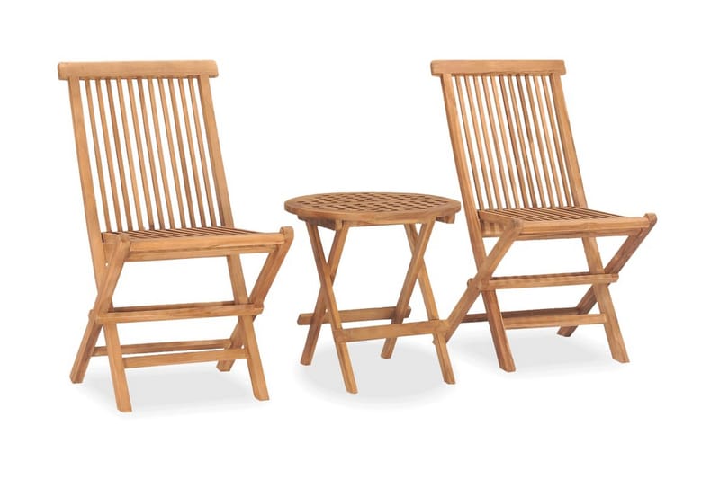 Utendørs spisestue sammenleggbar 3 deler heltre teak - Brun - Hagemøbler - Hagegruppe - Cafesett