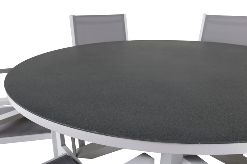 Copacabana Spisegruppe Rund Ø140cm + 6 Karmstoler Grå/Hvit - Venture Home - Hagemøbler - Hagegruppe - Spisegrupper hage