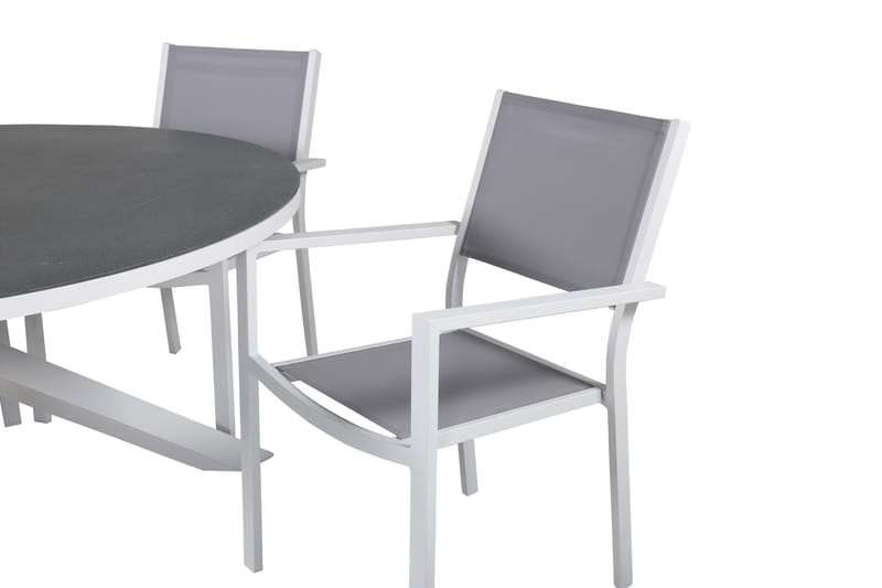 Copacabana Spisegruppe Rund Ø140cm + 6 Karmstoler Grå/Hvit - Venture Home - Hagemøbler - Hagegruppe - Spisegrupper hage
