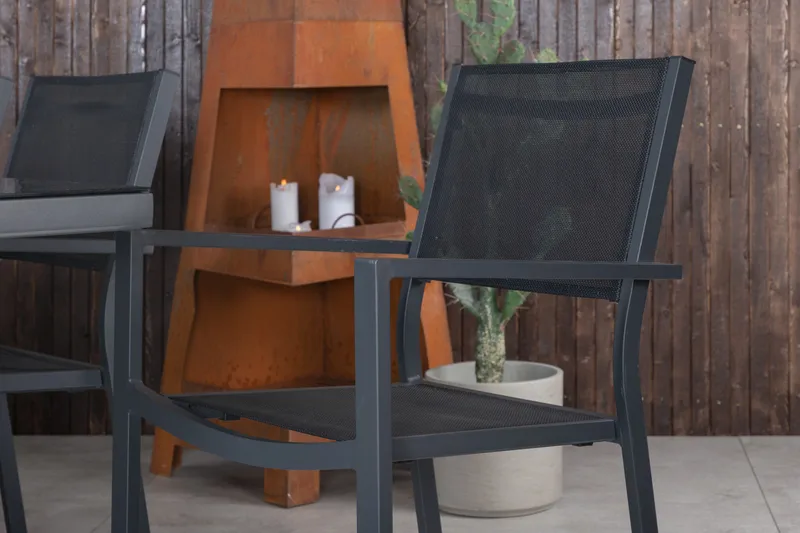 Dallas Spisegruppe cm Rektangulær med 6 Copacabana Stoler - Svart - Hagemøbler - Hagegruppe - Spisegrupper hage