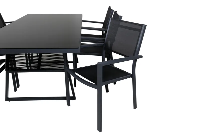 Dallas Spisegruppe cm Rektangulær med 6 Copacabana Stoler - Svart - Hagemøbler - Hagegruppe - Spisegrupper hage