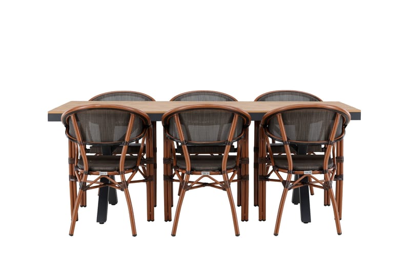 Garcia Spisegruppe 200 cm Rektangulær med 6 Vila Real Stoler, Svart