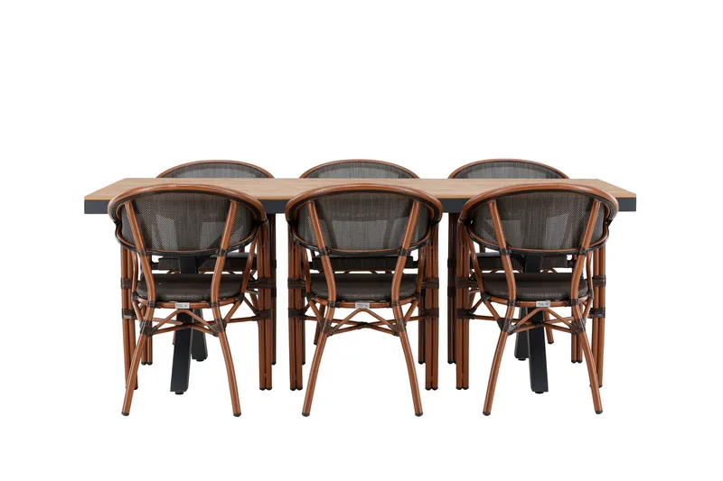 Garcia Spisegruppe 200 cm Rektangulær med 6 Vila Real Stoler, Svart