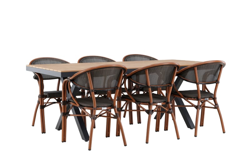 Garcia Spisegruppe 200 cm Rektangulær med 6 Vila Real Stoler - Svart - Hagemøbler - Hagegruppe - Spisegrupper hage