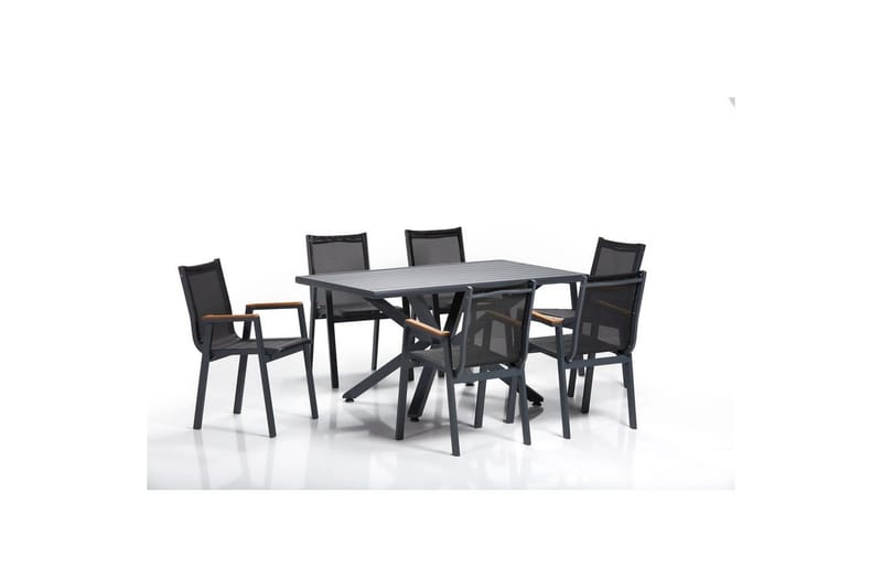 Hagebord- og stolsett (7 deler) Narellan Grå - Grå - Hagemøbler - Hagegruppe - Spisegrupper hage
