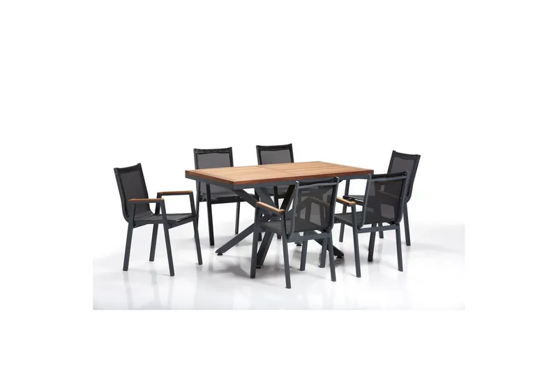 Hagebord- og stolsett (7 deler) Narellan Grå Valnøtt - Grå Valnøtt - Hagemøbler - Hagegruppe - Spisegrupper hage