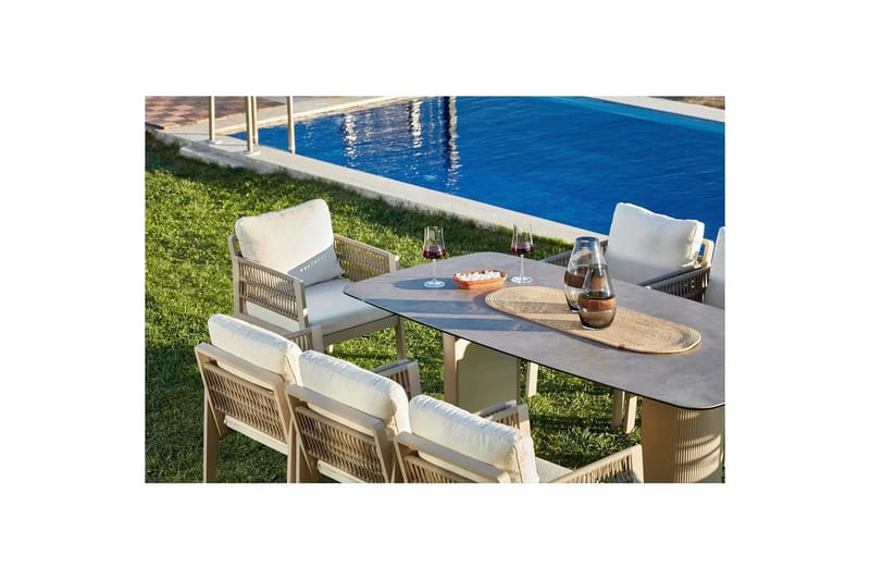 Hagebord- og stolsett (8 deler) Bonavista Keramisk Beige - Lyse brun - Hagemøbler - Hagegruppe - Spisegrupper hage