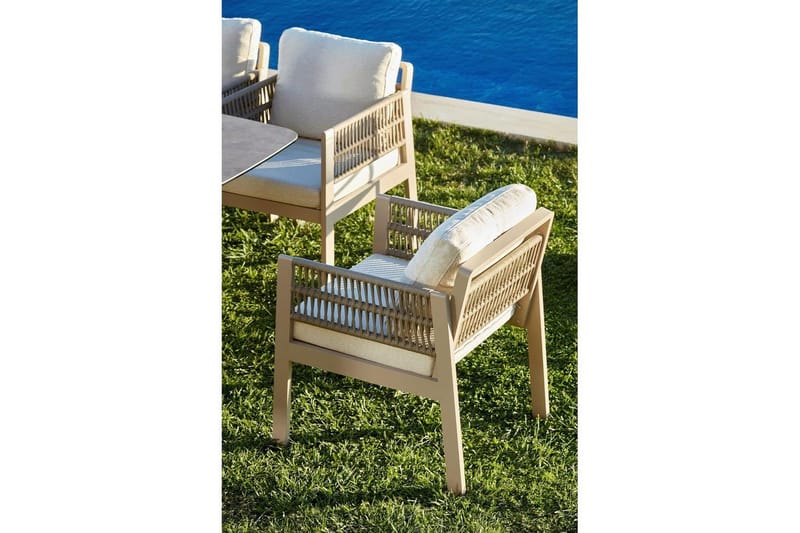 Hagebord- og stolsett (8 deler) Bonavista Keramisk Beige - Lyse brun - Hagemøbler - Hagegruppe - Spisegrupper hage