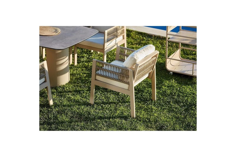 Hagebord- og stolsett (8 deler) Bonavista Keramisk Beige - Lyse brun - Hagemøbler - Hagegruppe - Spisegrupper hage