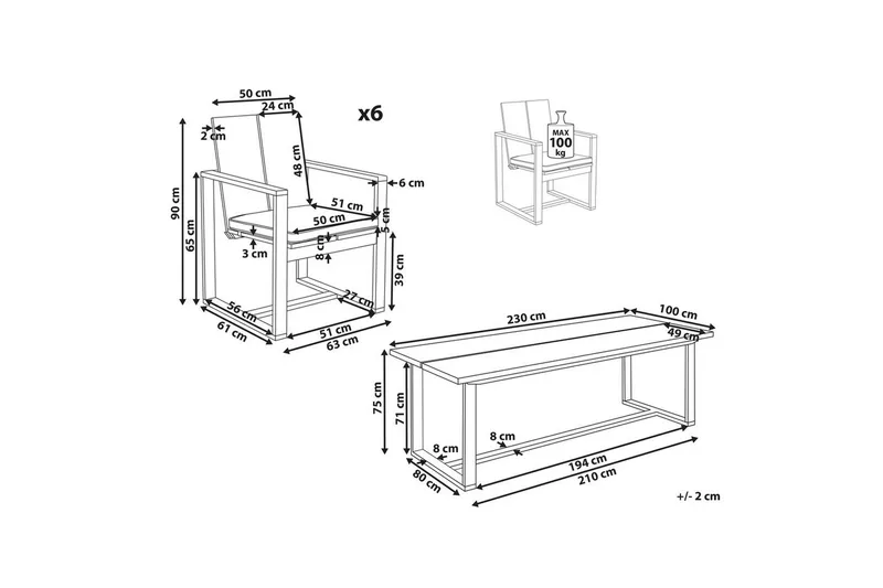 Hagegruppe Azzanello sett av 6 - Hagemøbler - Hagegruppe - Spisegrupper hage