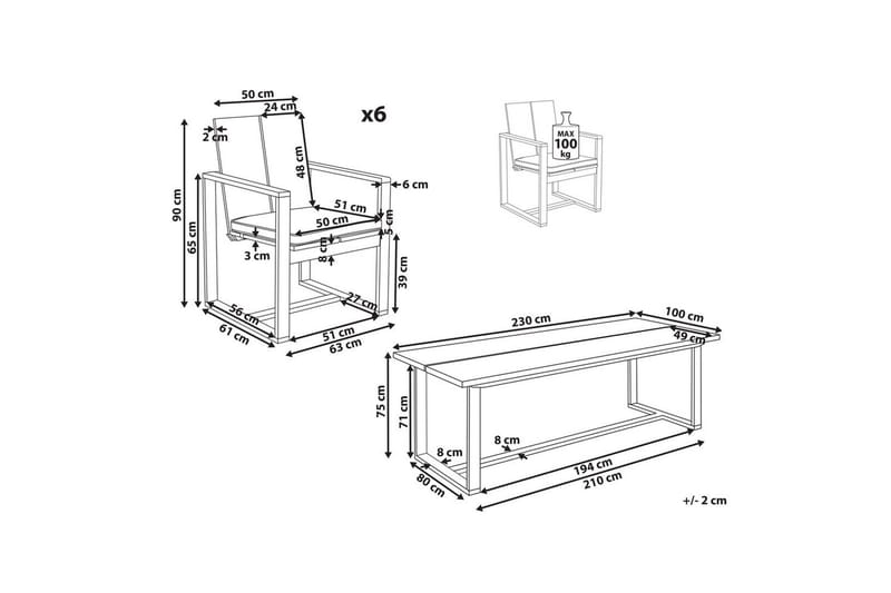 Hagegruppe Azzanello sett av 6 - Hagemøbler - Hagegruppe - Spisegrupper hage