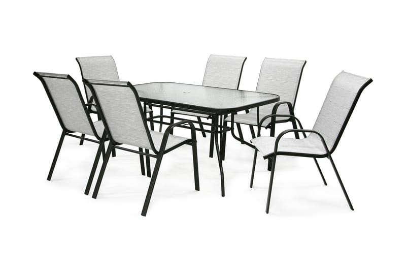 Hagegruppe DUBLIN bord og 6 stoler grå - Spisegrupper hage