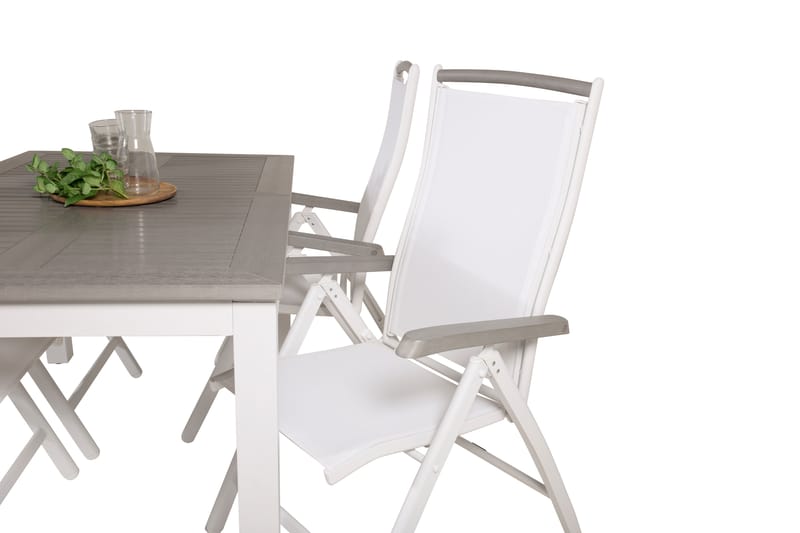 Albany Forlengbar Spisegruppe 152-210cm + 4 Stoler - Grå/Hvit - Hagemøbler - Hagegruppe - Spisegrupper hage