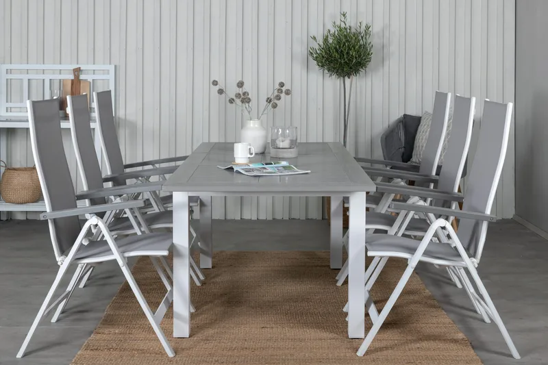 Albany Forlengbar Spisegruppe 152-210cm + 6 Stoler, Brun/Hvit