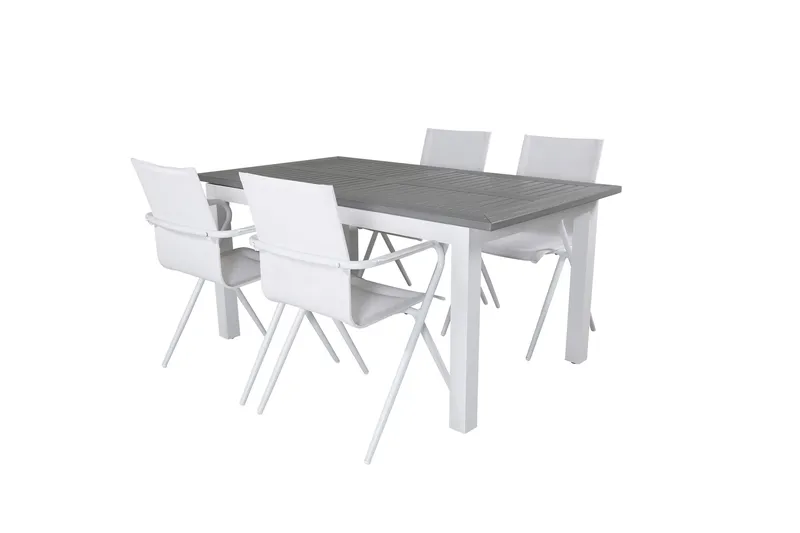 Albany Forlengbar Spisegruppe 152cm + 4 Alina Stoler, Grå/Hvit