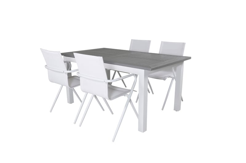 Albany Forlengbar Spisegruppe 152cm + 4 Alina Stoler, Grå/Hvit
