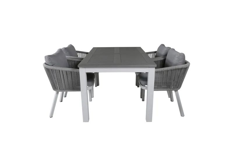 Albany Forlengbar Spisegruppe 152cm + 4 Virya Stoler, Grå/Hvit