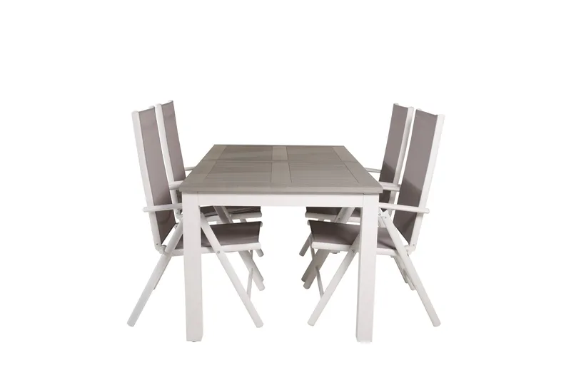 Albany Forlengbar Spisegruppe 152cm+4 Break Spisestoler, Grå/Hvit