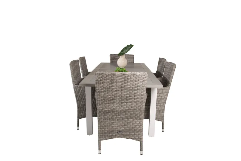 Albany Spisegruppe 152 cm med 6 st Malin Stoler, Grå