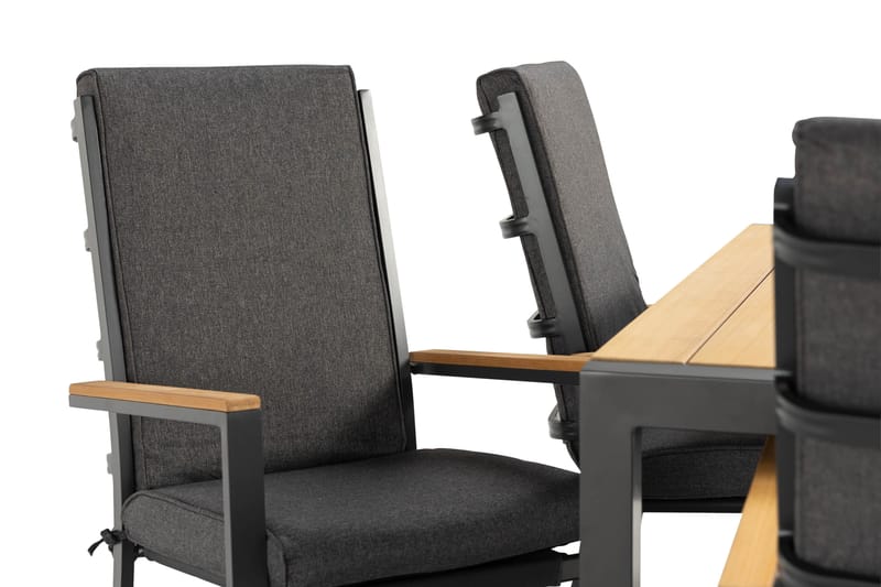 Argonia Spisegruppe 160 cm + 6 Stoler - Svart - Hagemøbler - Hagegruppe - Spisegrupper hage