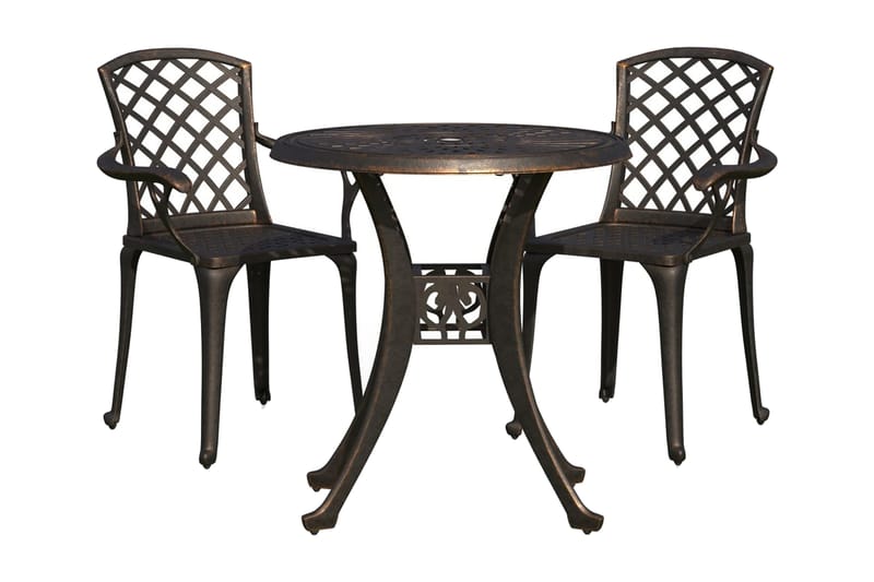 Bistrosett 3 deler støpt aluminium bronse - Brun - Hagemøbler - Hagegruppe - Spisegrupper hage