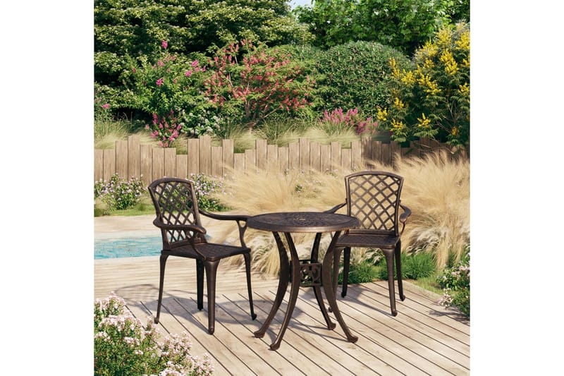 Bistrosett 3 deler støpt aluminium bronse - Brun - Hagemøbler - Hagegruppe - Spisegrupper hage