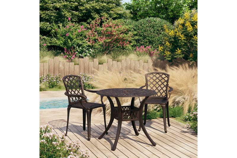 Bistrosett 3 deler støpt aluminium bronse - Brun - Hagemøbler - Hagegruppe - Spisegrupper hage