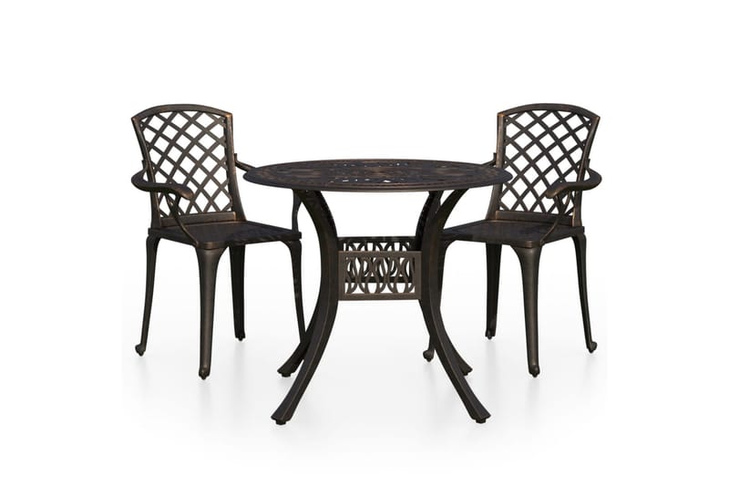Bistrosett 3 deler støpt aluminium bronse - Brun - Hagemøbler - Hagegruppe - Spisegrupper hage