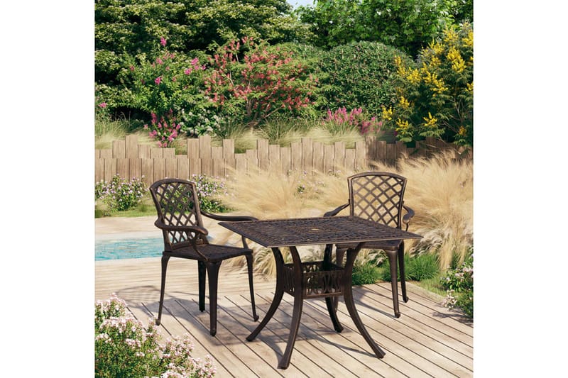 Bistrosett 3 deler støpt aluminium bronse - Brun - Hagemøbler - Hagegruppe - Spisegrupper hage