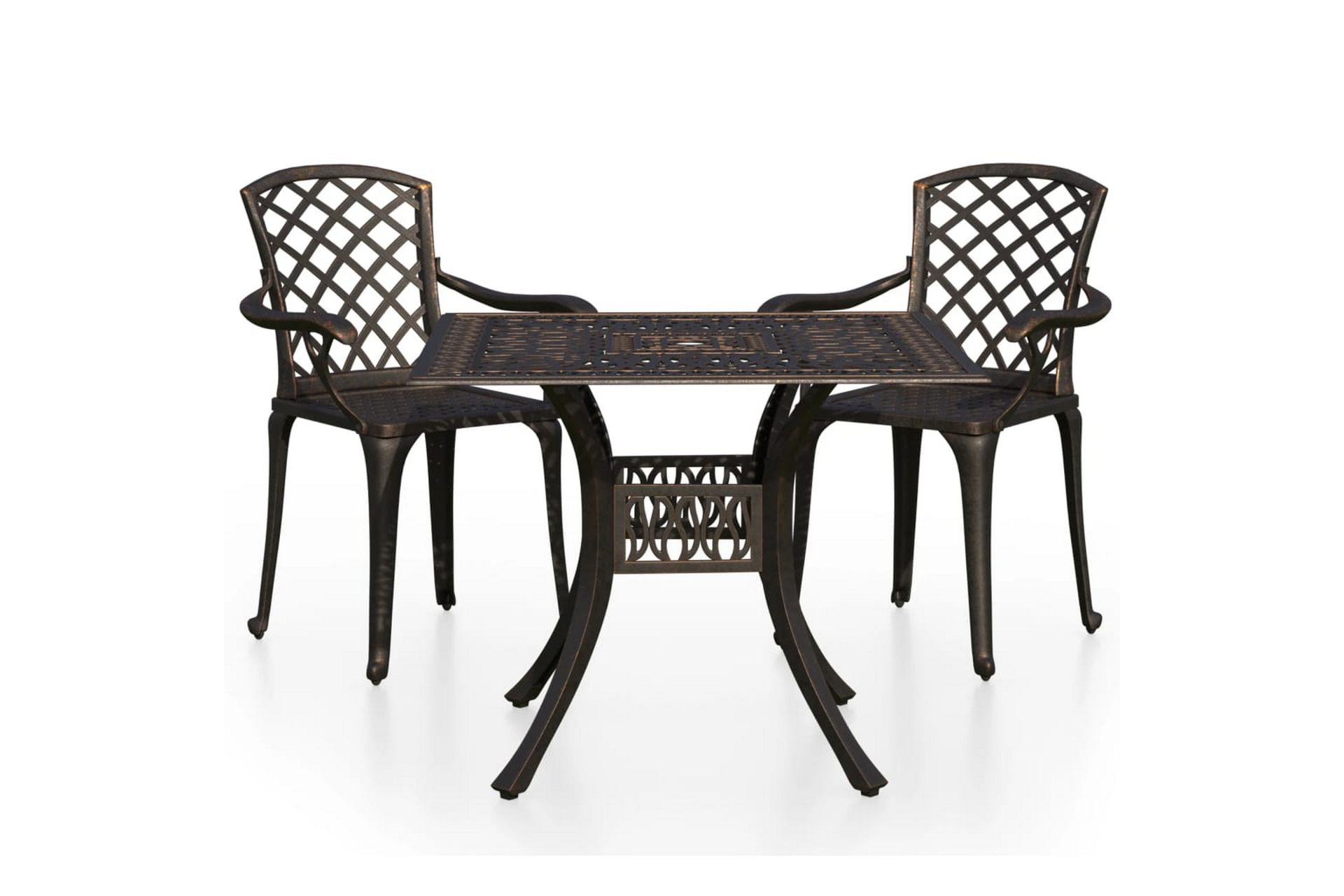 Bistrosett 3 deler støpt aluminium bronse - Brun - Hagemøbler - Hagegruppe - Spisegrupper hage