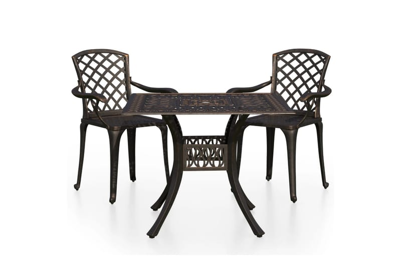 Bistrosett 3 deler støpt aluminium bronse - Brun - Hagemøbler - Hagegruppe - Spisegrupper hage