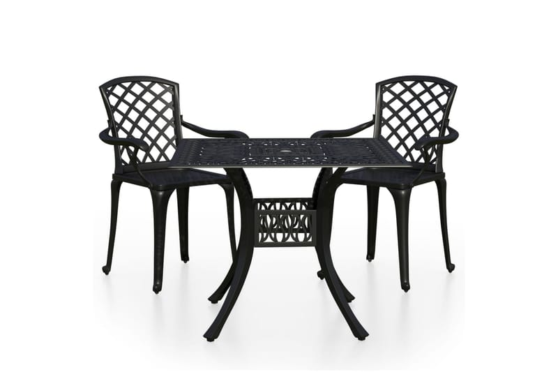 Bistrosett 3 deler støpt aluminium svart - Svart - Hagemøbler - Hagegruppe - Spisegrupper hage