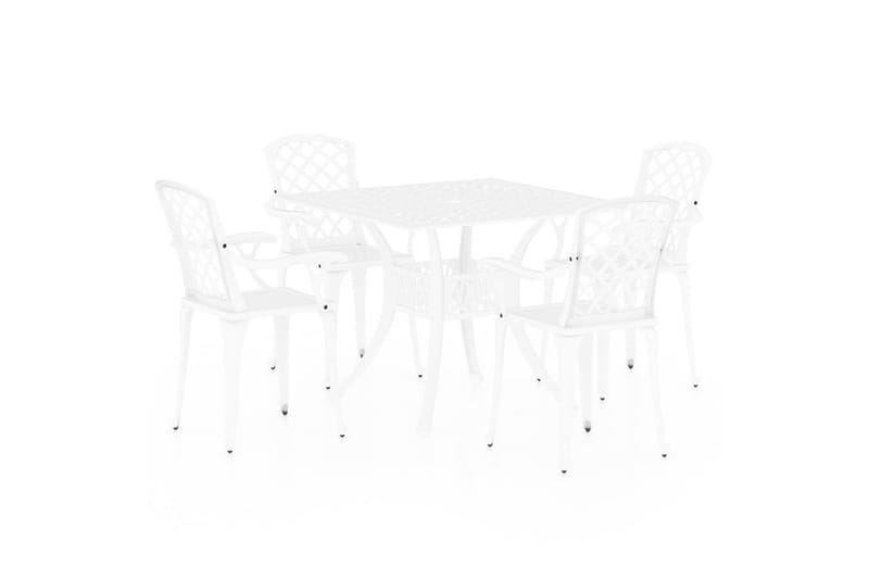 Bistrosett 5 deler støpt aluminium hvit - Hvit - Hagemøbler - Hagegruppe - Spisegrupper hage