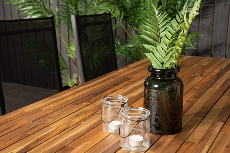 Bois Spisegruppe 200cm + 6 Break Posisjonsstoler - Svart/Grå - Hagemøbler - Hagegruppe - Spisegrupper hage