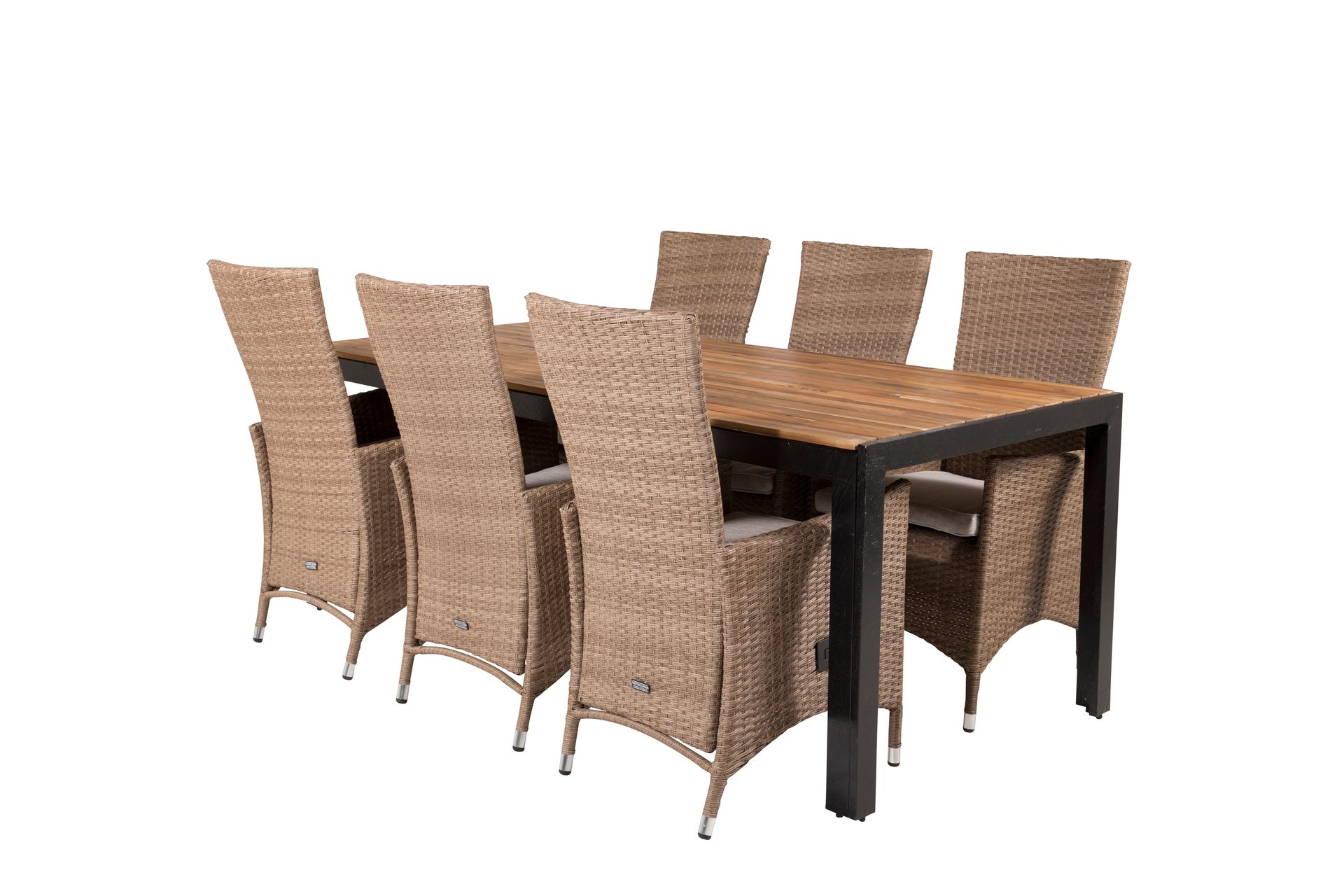 Bois Spisegruppe 200cm + 6 Padova Reclinerstoler - Antrasitt - Hagemøbler - Hagegruppe - Spisegrupper hage