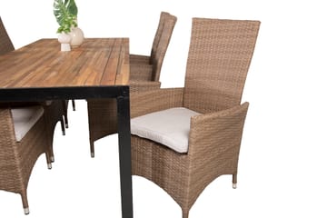 Bois Spisegruppe 200cm + 6 Padova Reclinerstoler - Antrasitt - Hagemøbler - Hagegruppe - Spisegrupper hage
