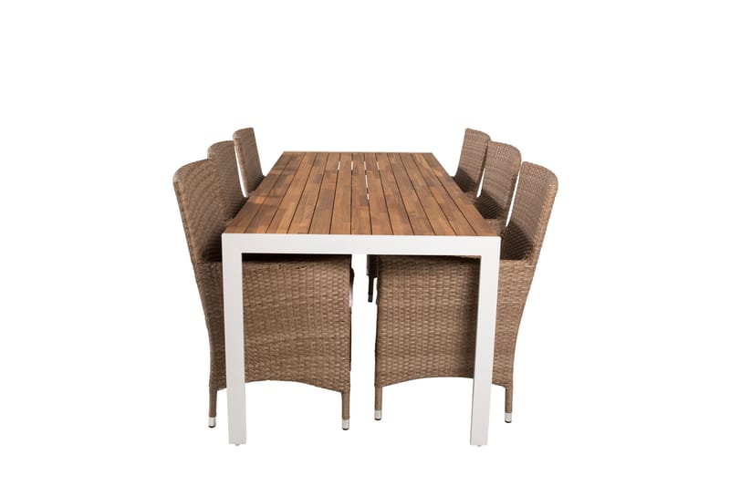 Bois Spisegruppe med 6 st Malin Stoler - Beige/Brun - Hagemøbler - Hagegruppe - Spisegrupper hage