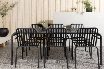 Borneo Spisegruppe 200 cm + 6 Peking Karmstoler - Svart - Hagemøbler - Hagegruppe - Spisegrupper hage