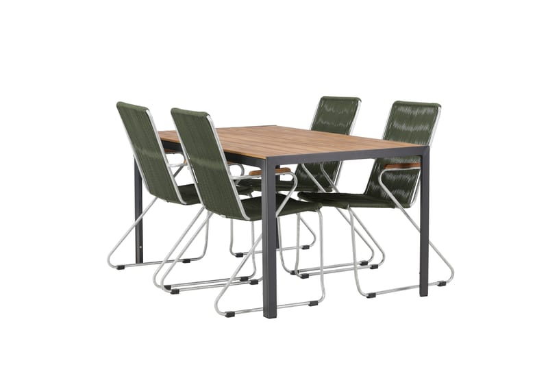 Break Spisegruppe 150 cm + 4 Bois Karmstoler - Grønn/Brun - Hagemøbler - Hagegruppe - Spisegrupper hage