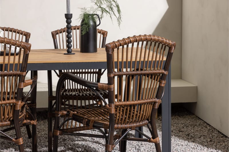 Break Spisegruppe 150 cm + 4 Galera Karmstoler - Brun - Hagemøbler - Hagegruppe - Spisegrupper hage