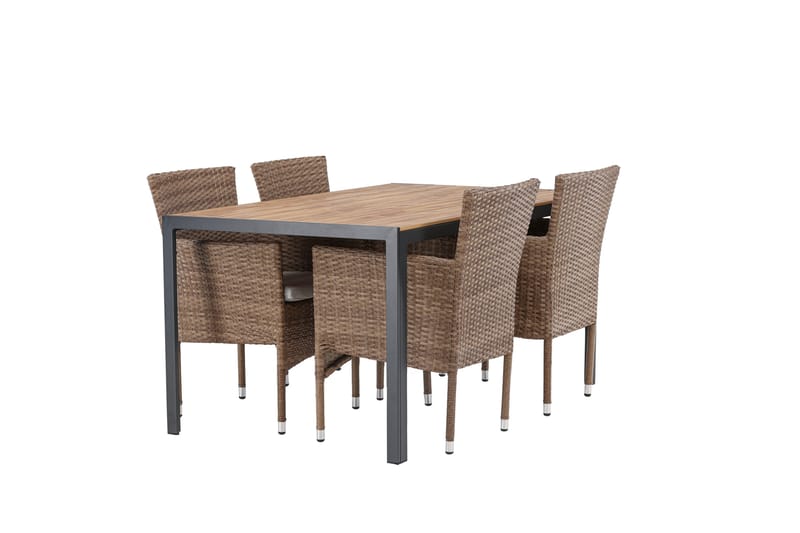 Break Spisegruppe 150 cm + 4 Malina Karmstoler - Brun - Hagemøbler - Hagegruppe - Spisegrupper hage