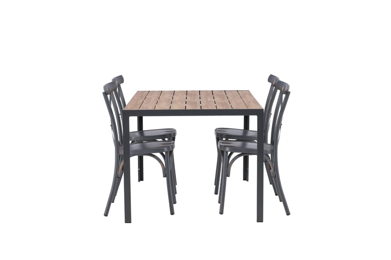 Break Spisegruppe 150 cm + 4 Tablas Spisestoler - Brun/Mørkegrå - Hagemøbler - Hagegruppe - Spisegrupper hage